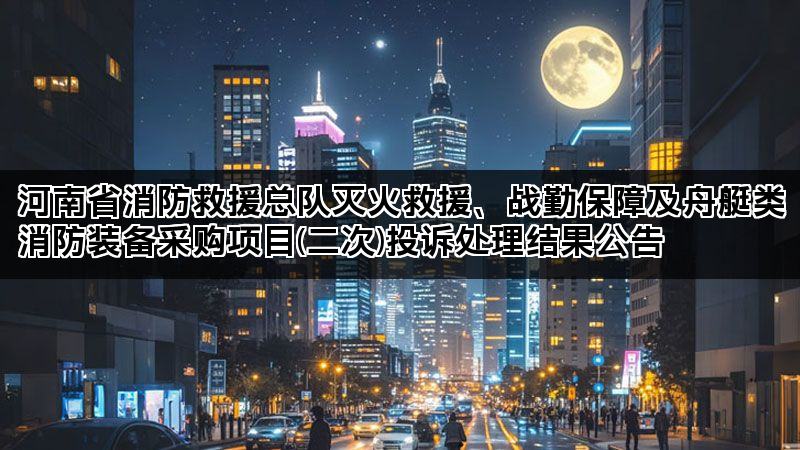 河南省消防救援总队灭火救援、战勤保障及舟艇类消防装备采购项目(二次)投诉处理结果公告 河南省消防救援总队灭火救援、战勤保障及舟艇类消防装备采购项目(二次)投诉处理结果公告